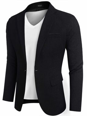 COOFANDY Men's Casual Blazer Slim Fit Suit Jacket Lightweight One Button Sz M
